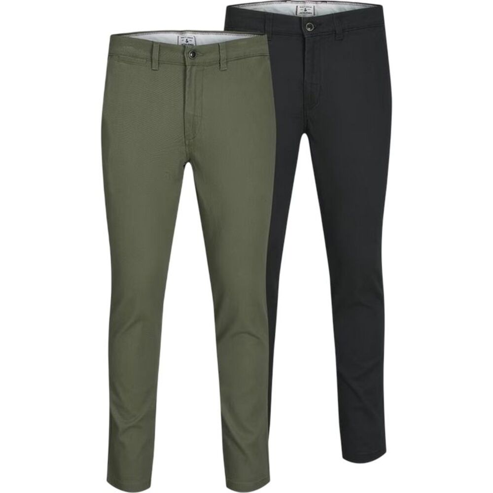 Jack And Jones Mens Marco Slim Chinos (Pack of 2) / Black/Olive